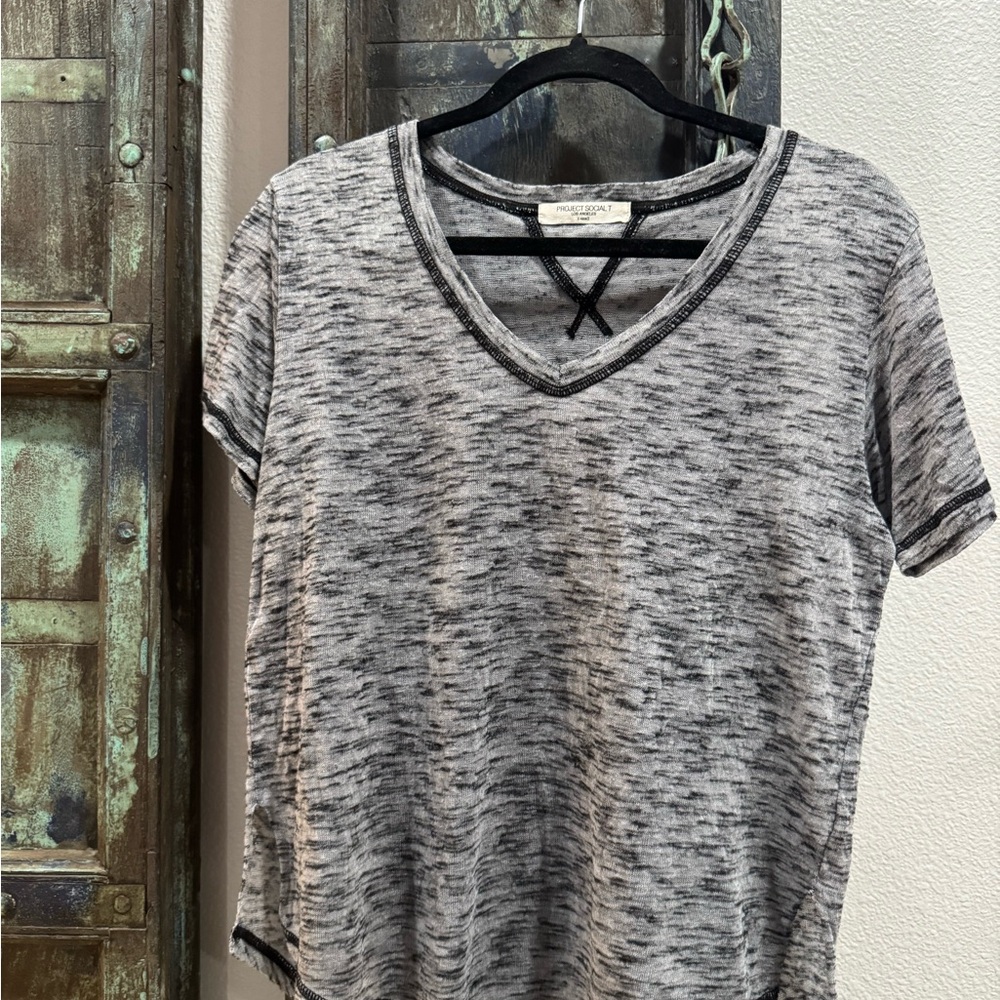 Project Social T Black and White V-Neck Tee